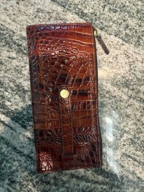 Brahmin Brown Croc-Embossed Leather Wallet